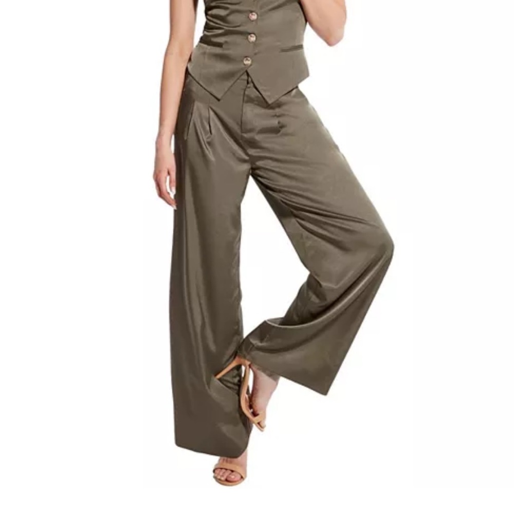 Elegant Olive Wide-Leg Pants//Sasha Trousers